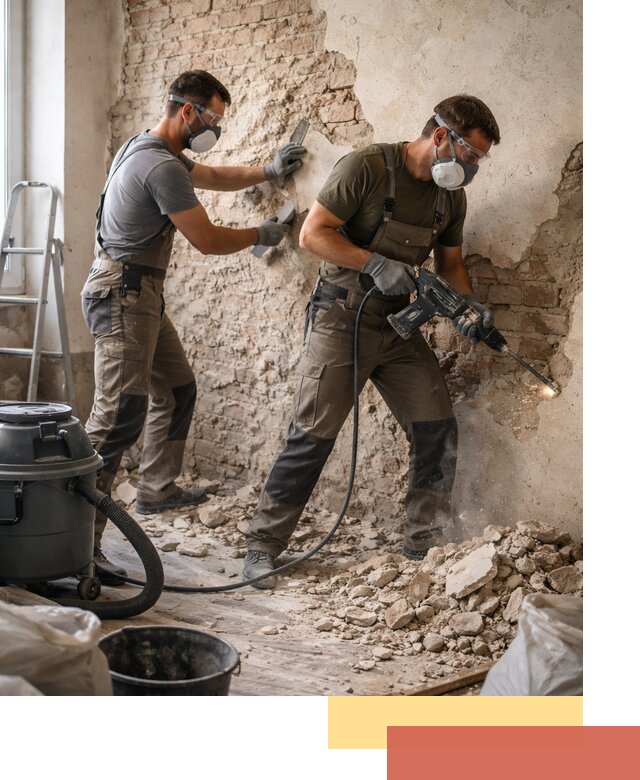 Демонтаж штукатурки со стен в Коркино быстро и аккуратно