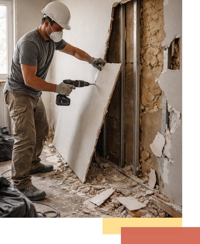 Демонтаж гипсокартона со стен в Коркино качественно и быстро