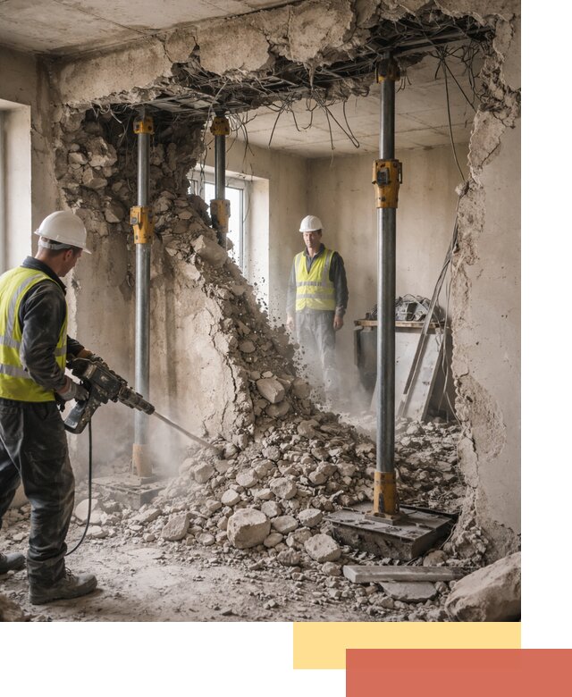 Снос несущих стен в Коркино с гарантией безопасности и качества