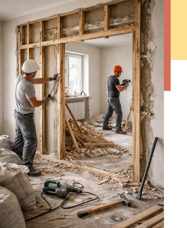 Демонтаж деревянных перегородок в Коркино от 3322 руб. — быстро и недорого | ОТДЕЛОЧНИК-Крк