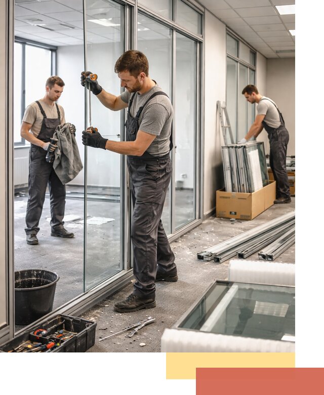 Демонтаж стеклянных перегородок в Коркино быстро и безопасно