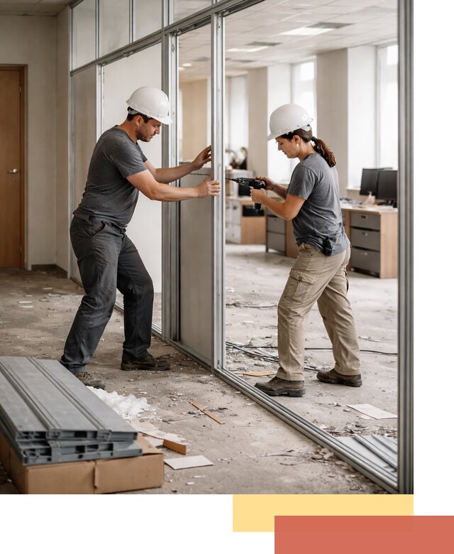 Демонтаж алюминиевых перегородок в Коркино быстро и аккуратно