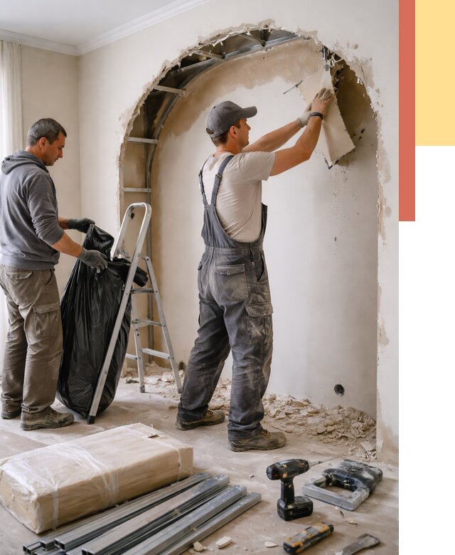 Демонтаж арки из гипсокартона в Коркино от 3633 руб. — услуги под ключ | ОТДЕЛОЧНИК-Крк