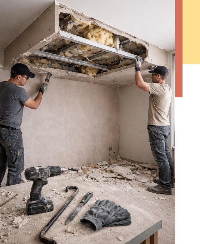 Демонтаж короба из гипсокартона в Коркино от 1578 руб. — быстро и недорого | ОТДЕЛОЧНИК-Крк