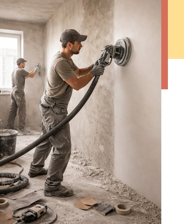 Шлифовка стен в Коркино от 1246 руб/м2 — быстро и недорого | ОТДЕЛОЧНИК-Крк