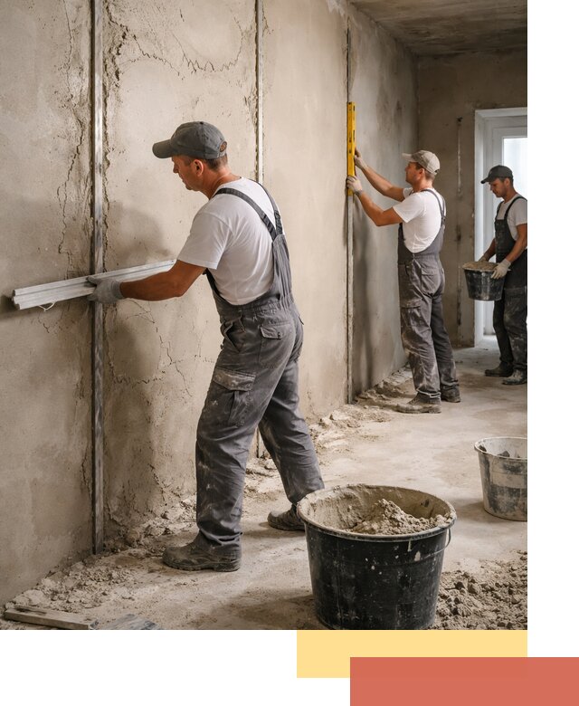 Штукатурка стен по маякам в Коркино — точная и ровная поверхность