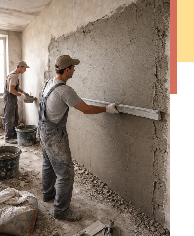 Цементная штукатурка стен в Коркино от 4671 руб/м2 — быстро и недорого | ОТДЕЛОЧНИК-Крк