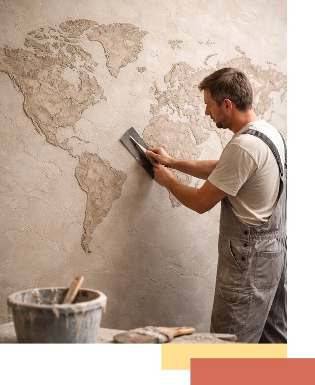 Декоративная штукатурка «Карта мира» под ключ в Коркино