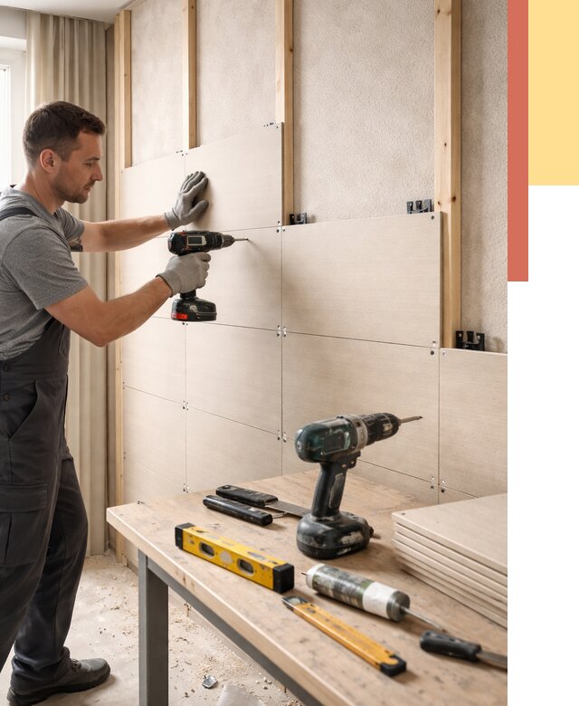 Монтаж МДФ панелей на стены в Коркино от 1298 руб. под ключ | ОТДЕЛОЧНИК-Крк