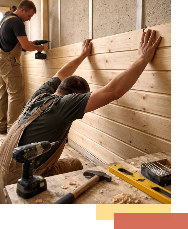 Монтаж деревянной вагонки на стены в Коркино быстро и качественно