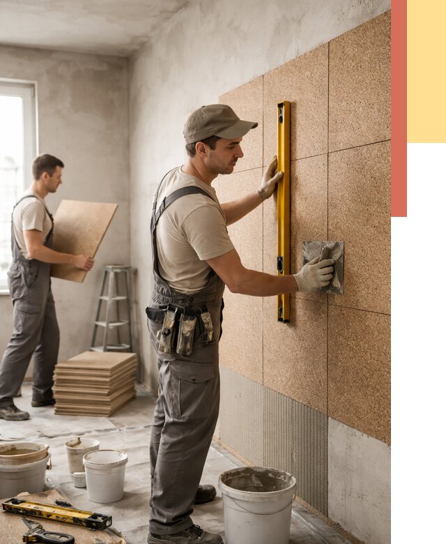 Монтаж пробковых панелей на стены в Коркино от 3633 руб. — ОТДЕЛОЧНИК-Крк