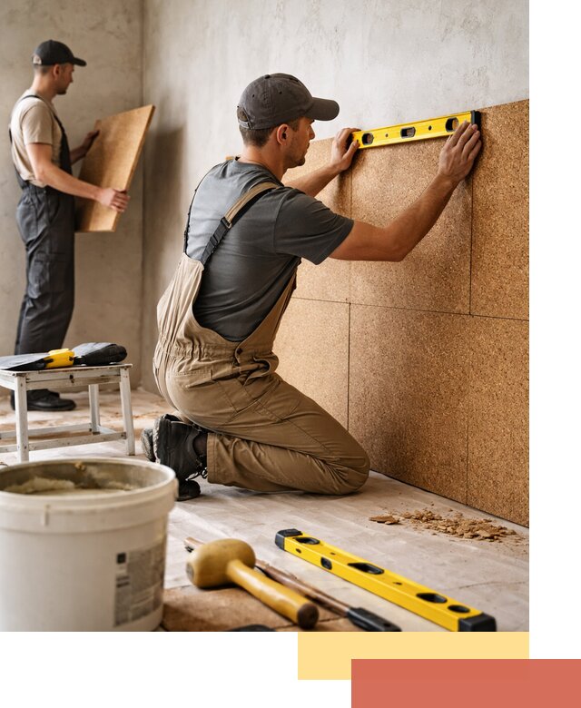 Монтаж пробковых панелей на стены в Коркино быстро и качественно