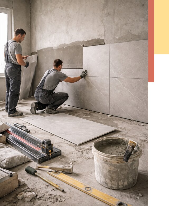 Облицовка стен керамогранитом в Коркино от 4360 руб./м² — услуги под ключ | ОТДЕЛОЧНИК-Крк