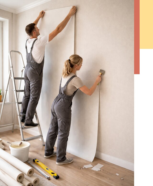 Поклейка флизелиновых обоев в Коркино от 6229 руб. | Быстро и недорого — ОТДЕЛОЧНИК-Крк