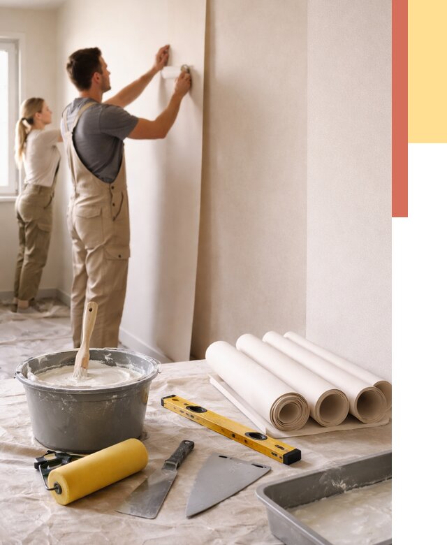 Поклейка бумажных обоев в Коркино от 5710 руб./м2 — быстро и недорого | ОТДЕЛОЧНИК-Крк