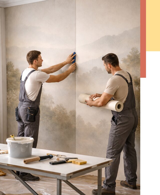 Поклейка фотообоев в Коркино от 8824 руб/м² — быстро и недорого | ОТДЕЛОЧНИК-Крк