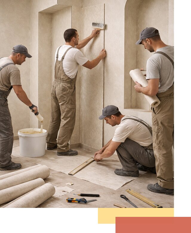 Поклейка обоев на сложные стены и неровные поверхности в Коркино