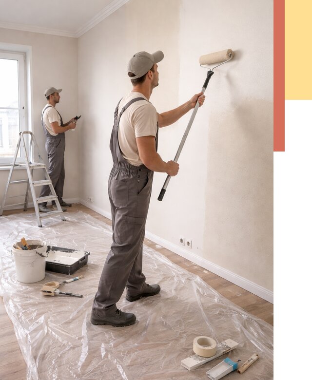 Покраска стен акриловой краской в Коркино от 3633 руб./м² — быстро и недорого | ОТДЕЛОЧНИК-Крк