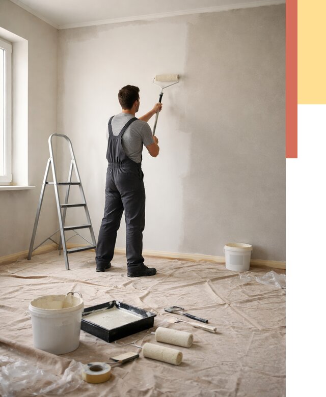 Покраска стен моющейся краской в Коркино от 363 руб./м² — быстро и недорого | ОТДЕЛОЧНИК-Крк