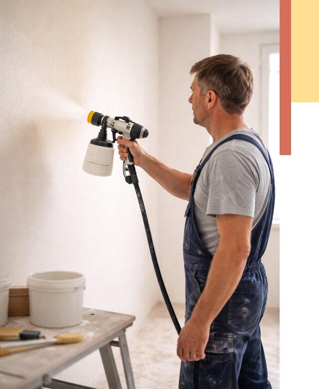 Покраска стен краскопультом в Коркино от 7786 руб. — механизированная покраска | ОТДЕЛОЧНИК-Крк