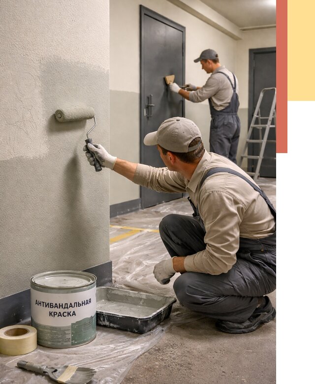 Покраска стен антивандальной краской в Коркино от 4671 руб./м² под ключ | ОТДЕЛОЧНИК-Крк