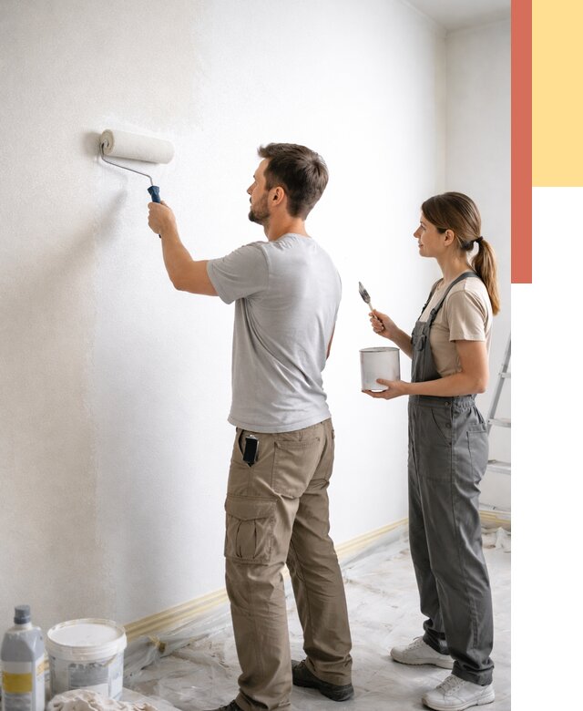 Окраска стен по стеклохолсту в Коркино от 4671 руб/м² под ключ | ОТДЕЛОЧНИК-Крк