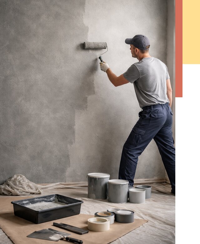 Покраска стен под бетон в Коркино от 675 руб. за м2 — быстро и недорого | ОТДЕЛОЧНИК-Крк