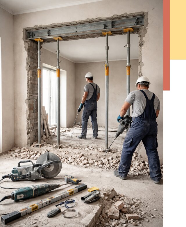 Прорезка проема в стене в Коркино от 4671 руб. — быстро и недорого | ОТДЕЛОЧНИК-Крк