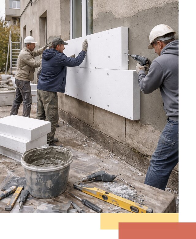 Утепление наружных стен пенопластом в Коркино