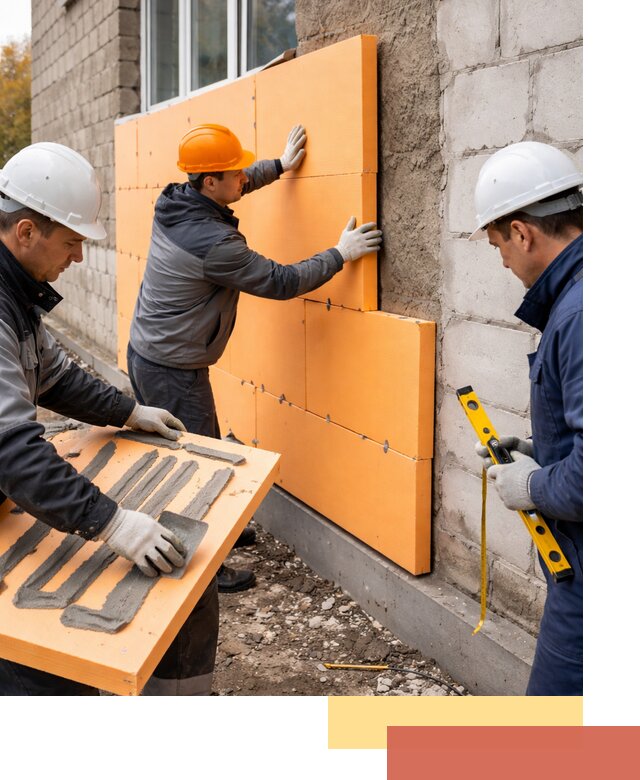 Утепление фасада пеноплексом под ключ в Коркино