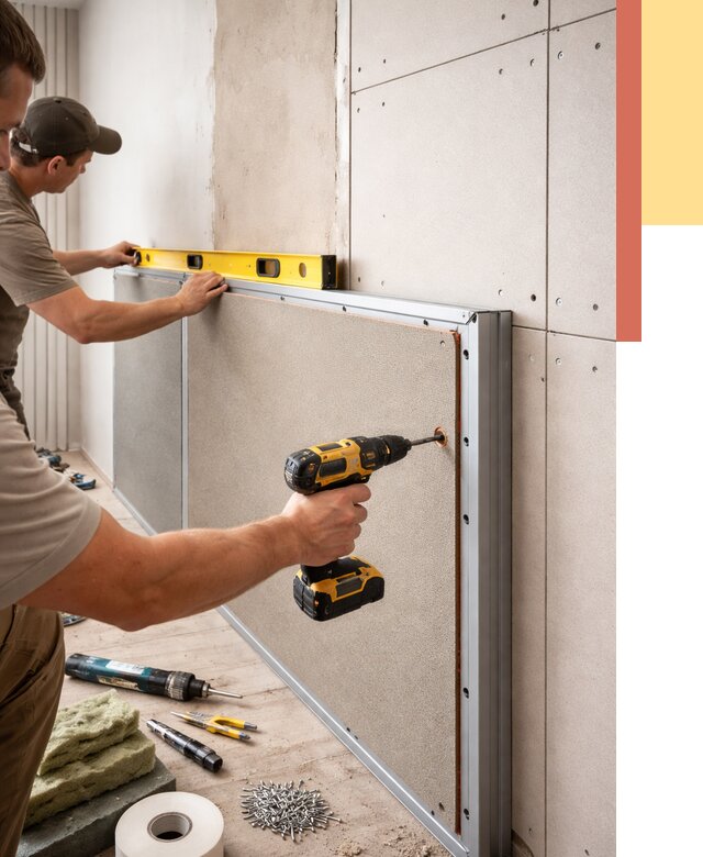 Шумоизоляция стен панелями ЗИПС в Коркино от 2284 руб./м² под ключ | ОТДЕЛОЧНИК-Крк