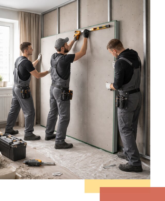 Шумоизоляция стен панелями ЗИПС в Коркино для жилых и коммерческих помещений