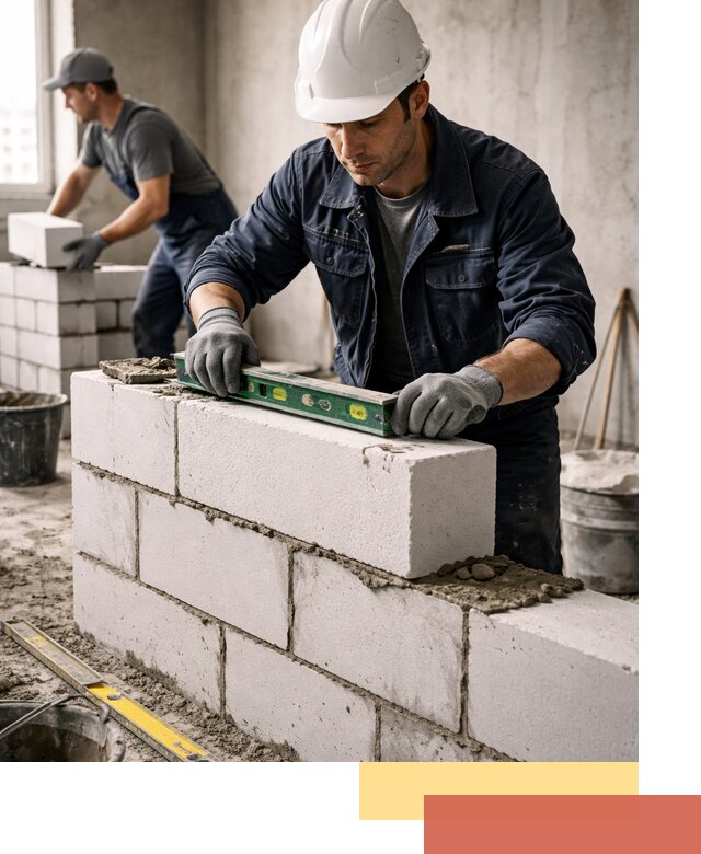 Кладка перегородок из пеноблока под ключ в Коркино