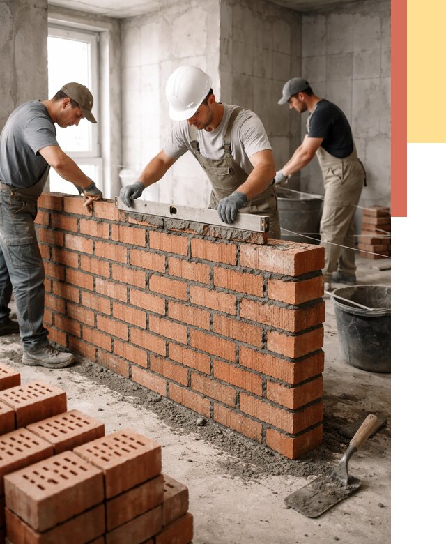 Кладка перегородок из кирпича в Коркино от 3633 руб. за м² | ОТДЕЛОЧНИК-Крк