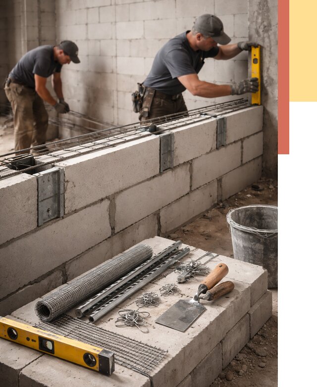 Армирование кладки перегородок в Коркино от 779 руб. под ключ | ОТДЕЛОЧНИК-Крк