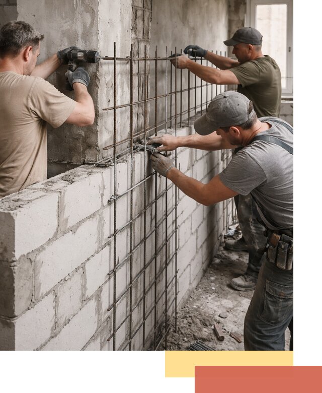 Армирование кладки перегородок в Коркино профессионально и надёжно