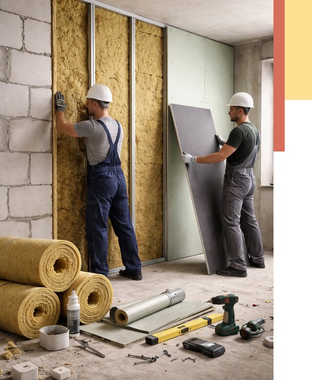 Шумоизоляция перегородок из блоков в Коркино от 1920 руб./м² — быстро и недорого | ОТДЕЛОЧНИК-Крк