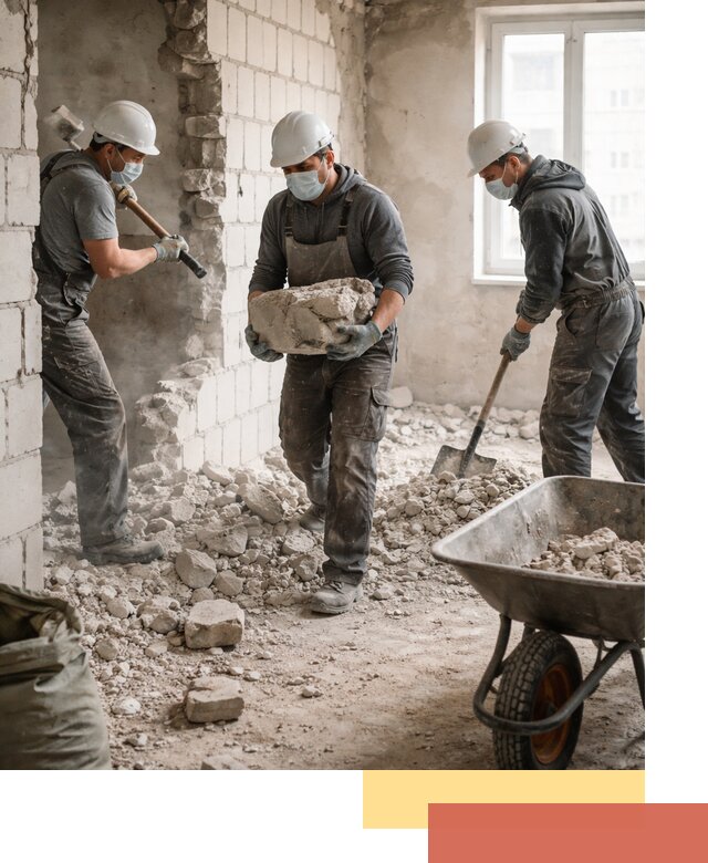 Демонтаж блочных перегородок в Коркино быстро и аккуратно