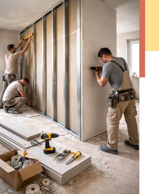 Монтаж однослойной перегородки из гипсокартона в Коркино от 675 руб. | ОТДЕЛОЧНИК-Крк