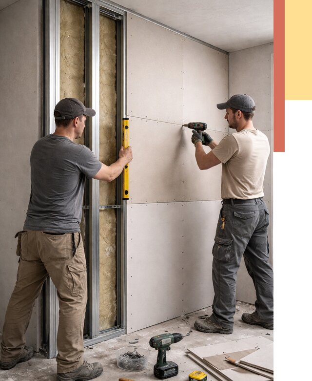 Монтаж двухслойной перегородки из гипсокартона в Коркино от 1505 руб. | ОТДЕЛОЧНИК-Крк