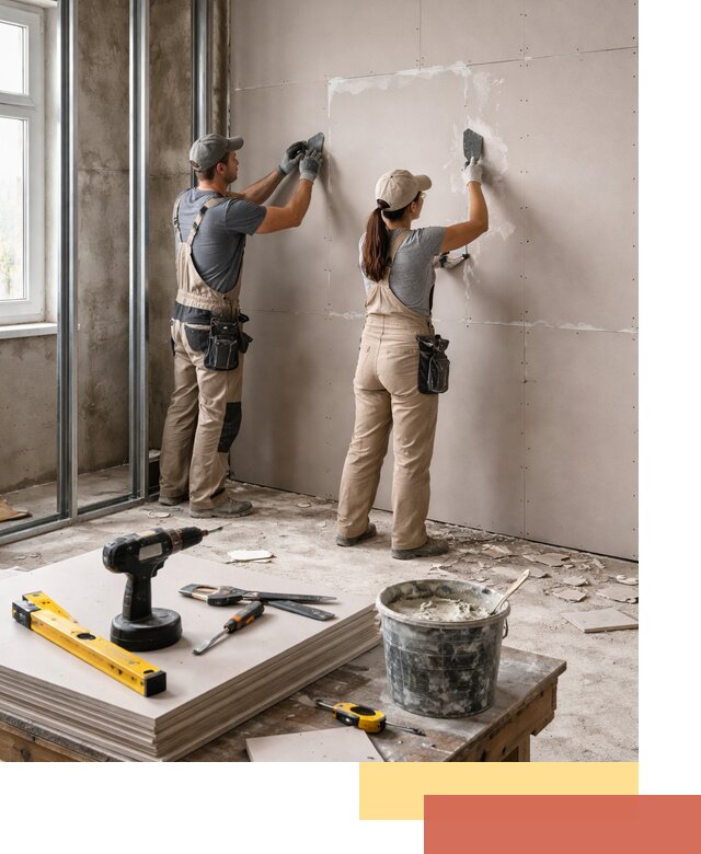 Монтаж двухслойной перегородки из гипсокартона в Коркино