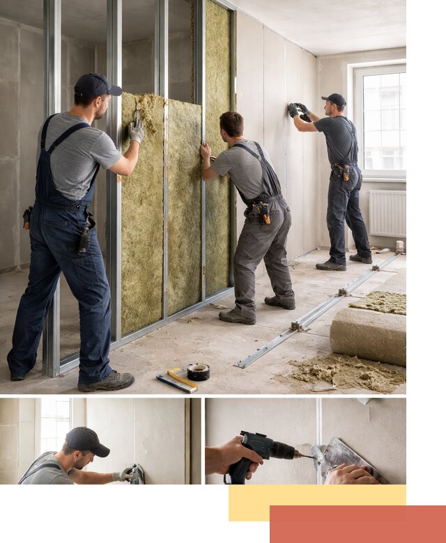 Перегородка из гипсокартона с шумоизоляцией в Коркино — монтаж под ключ