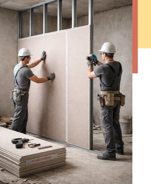 Перегородка из огнестойкого гипсокартона в Коркино от 1920 руб. под ключ | ОТДЕЛОЧНИК-Крк