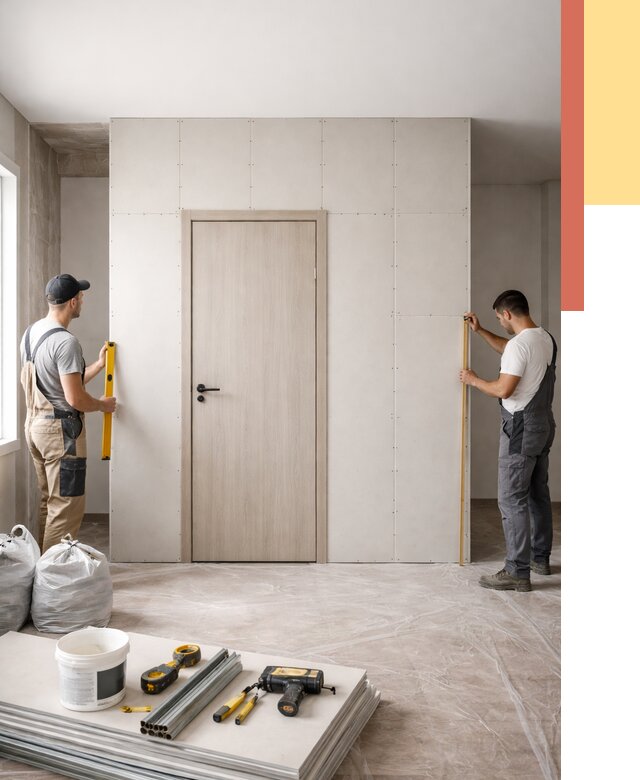 Перегородка из гипсокартона с дверью в Коркино от 4671 руб. под ключ | ОТДЕЛОЧНИК-Крк