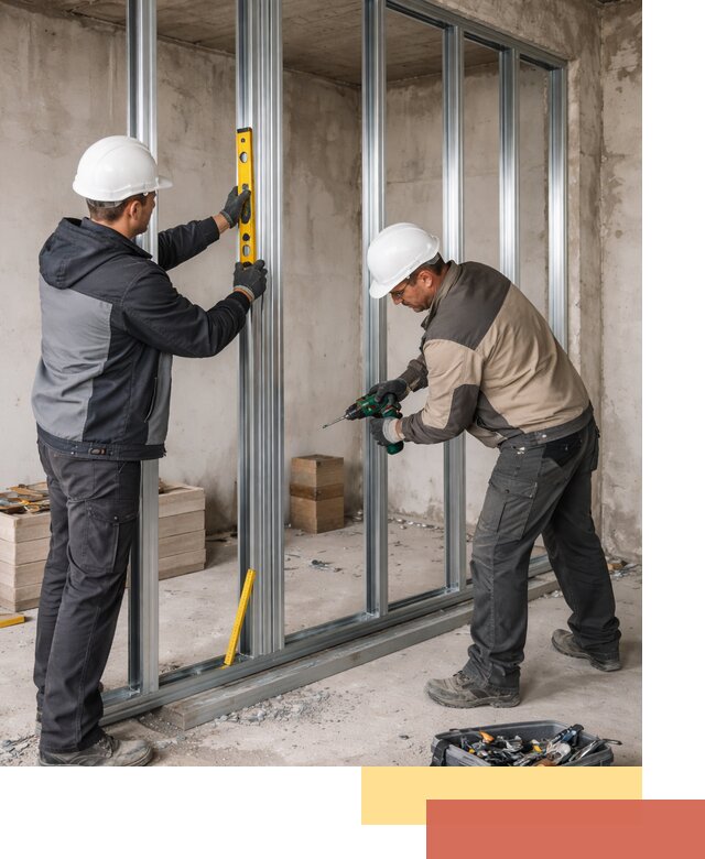 Монтаж каркаса перегородки из профиля в Коркино