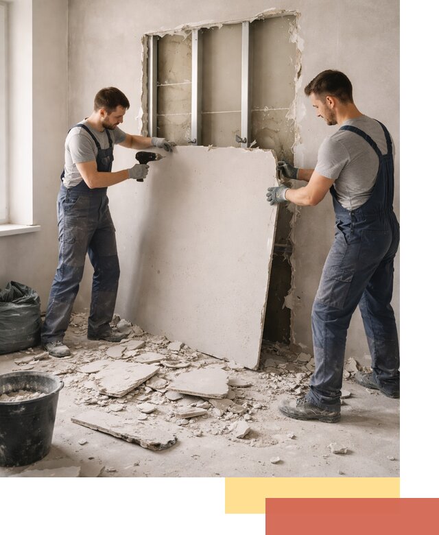 Демонтаж перегородки из гипсокартона в Коркино быстрый и аккуратный