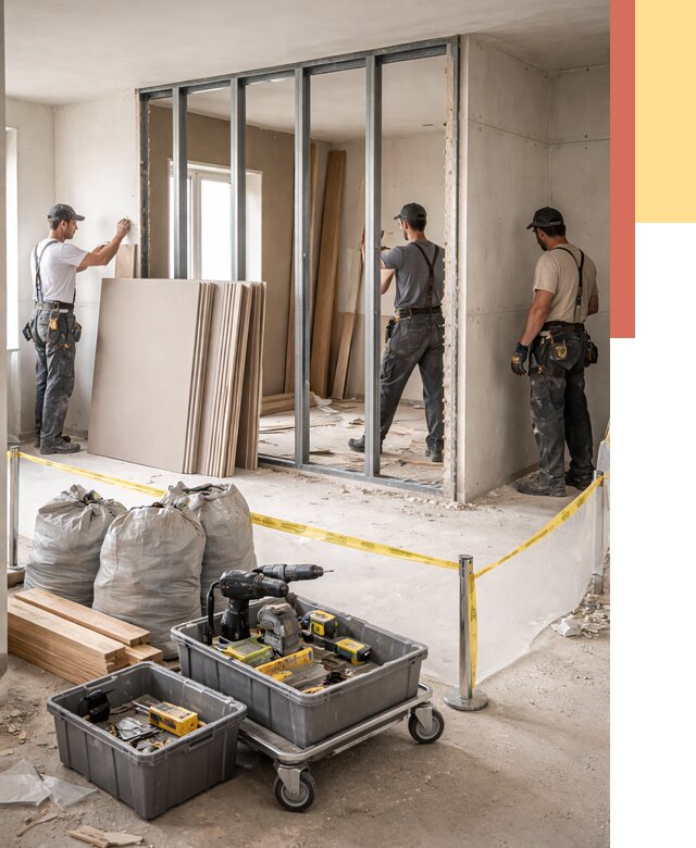 Перенос гипсокартонной перегородки в Коркино под ключ от 4671 руб. | Демонтаж и монтаж – ОТДЕЛОЧНИК-Крк