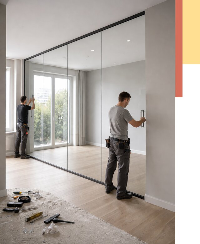 Изготовление стеклянных перегородок в Коркино от 12821 руб. под ключ | ОТДЕЛОЧНИК-Крк