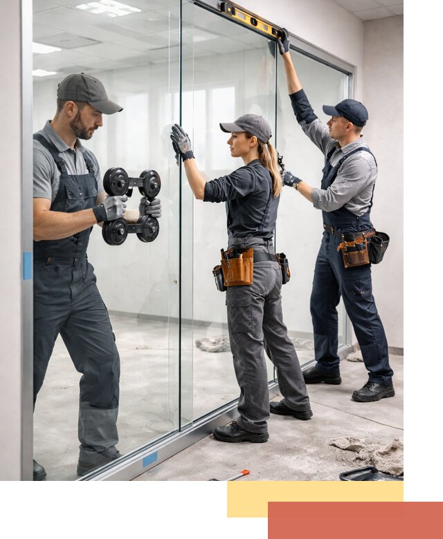 Профессиональный монтаж стеклянных перегородок в Коркино