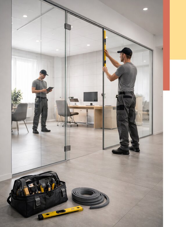 Цельностеклянные перегородки под ключ в Коркино от 9862 руб. — монтаж и цены | ОТДЕЛОЧНИК-Крк